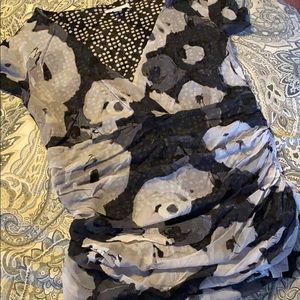 Sheer Flowers Layered over Black & White Polka Dot